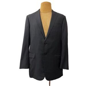 Hickey Freeman Men's Sport Coat Loro Piana Worsted Wool Navy Blue Size 42 L Long